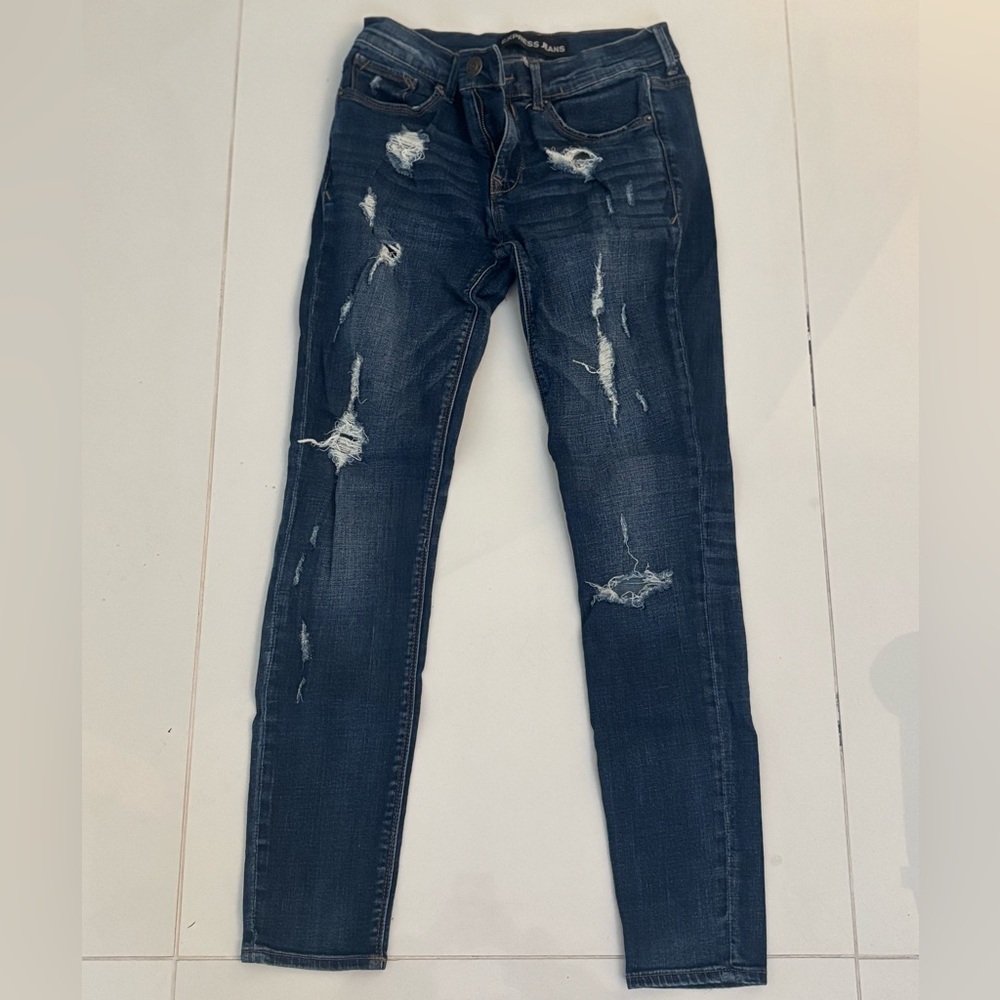 Express Distressed Skinny Jeans